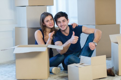 Furniture and boxes being moved from a flat with access considerations
