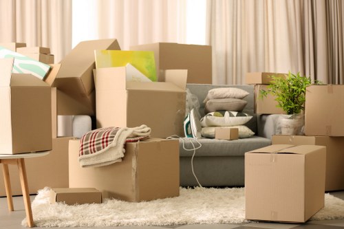 Organised packing materials for a flat move in Earls Court