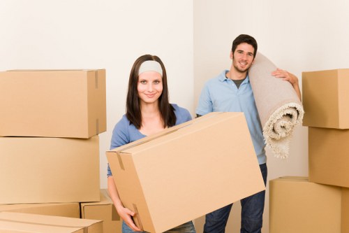 Office furniture and equipment prepared for a commercial move