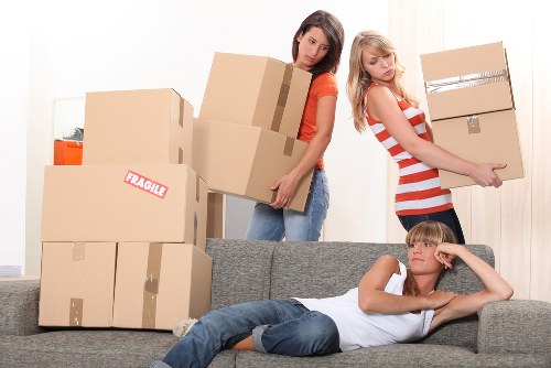 Business relocation preparation checklist and packed office items
